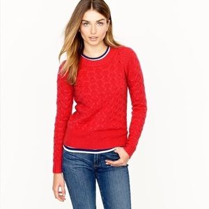 J. Crew Honeycomb cable sweater in dark poppy